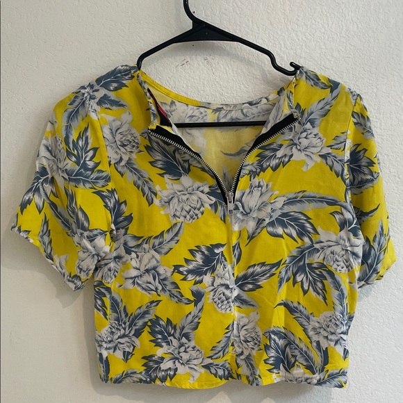 Motel Rocks Floral Crop Top in Yellow and Blue - Picture 7 of 7